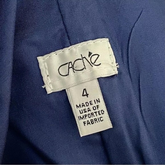 Vtg Cache Zebra Animal Print Strapless Bubble Mini Dress Dark Navy Blue Size 4 - Picture 6 of 8